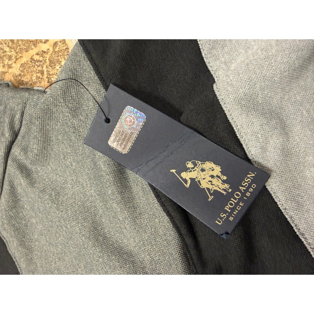 US Polo Assn Mens XXL Colorblock Performance Polo Shirt Black Grey Feel Dry NWT - Picture 6 of 6